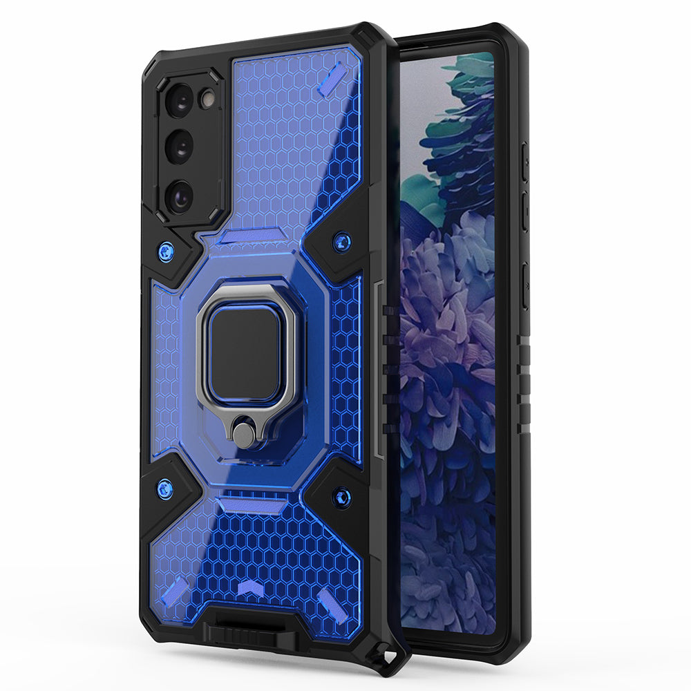 Tough Heavy PC+TPU Hybrid Kickstand Protective Phone Case with Holder Grip Magnetic Metal for Samsung Galaxy S20 FE 2022/S20 FE 4G/S20 FE 5G/S20 Lite - Blue Tough Heavy PC+TPU Hybrid Kickstand Protective Phone Case with Holder Grip Magnetic Metal for Samsung Galaxy S20 FE 2022/S20 FE 4G/S20 FE 5G/S20 Lite - Blue